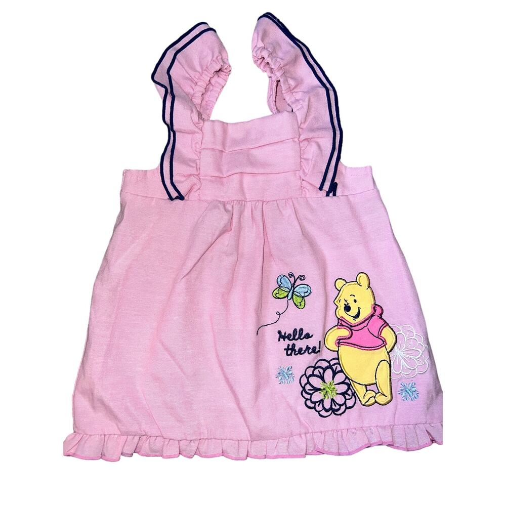 Disney Baby Winnie the Pooh Pink and Navy blue sleeveless infant top size 3-6 mo